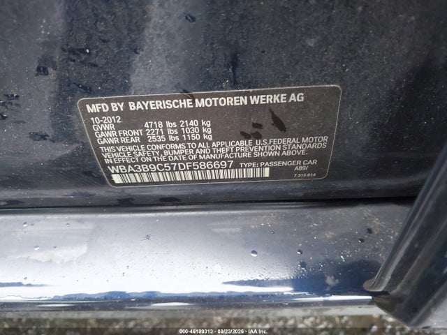 2013 Bmw 335i Xdrive მანქანა იყიდება აუქციონზე, vin: WBA3B9C57DF586697, აუქციონის ნომერი: 46199313