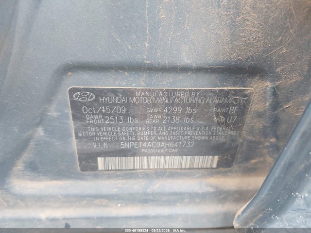 46199324 :رقم المزاد ، 5NPET4AC9AH641732 vin ، 2010 Hyundai Sonata Gls مزاد بيع