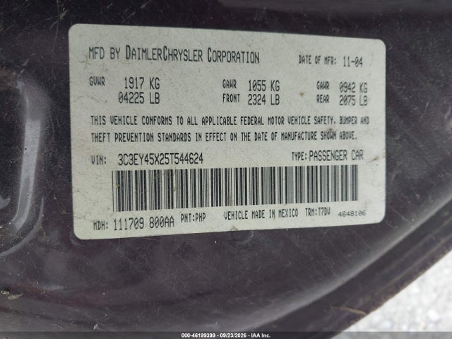 Продажа на аукционе авто 2005 Chrysler Pt Cruiser, vin: 3C3EY45X25T544624, номер лота: 46199399