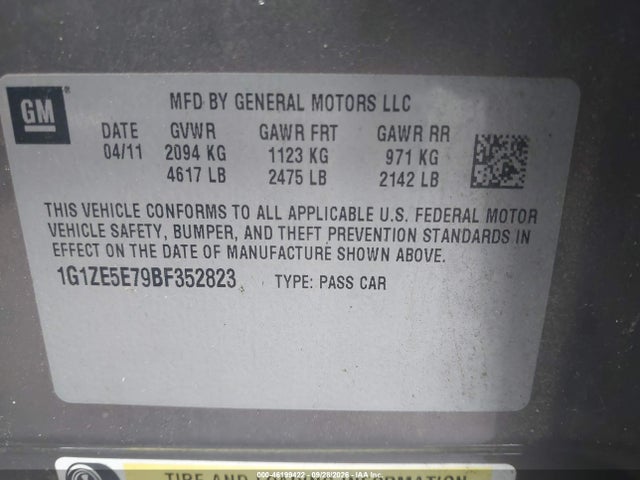 2011 Chevrolet Malibu Ltz მანქანა იყიდება აუქციონზე, vin: 1G1ZE5E79BF352823, აუქციონის ნომერი: 46199422
