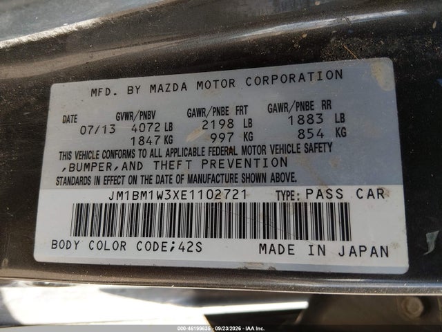 Продажа на аукционе авто 2014 Mazda Mazda3 S Grand Touring, vin: JM1BM1W3XE1102721, номер лота: 46199635