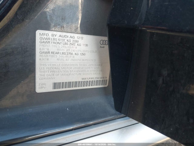 Продаж на аукціоні авто 2013 Audi Allroad Premium Plus, vin: WA1UFAFL2DA180518, номер лоту: 46199641