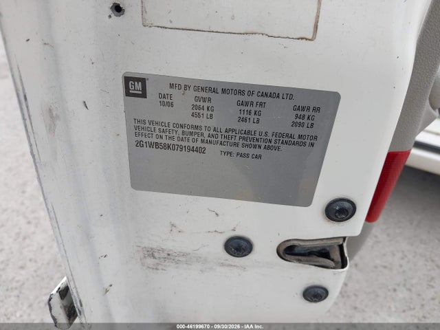 46199670 :رقم المزاد ، 2G1WB58K079194402 vin ، 2007 Chevrolet Impala Ls مزاد بيع