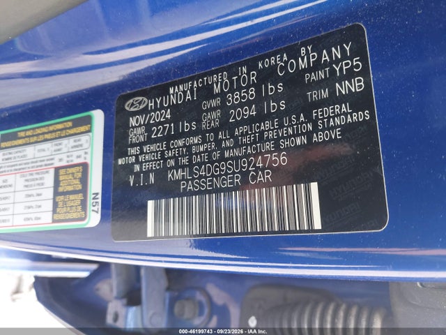 Aukcja sprzedaży 2025 Hyundai Elantra Sel Convenience, vin: KMHLS4DG9SU924756, numer aukcji: 46199743
