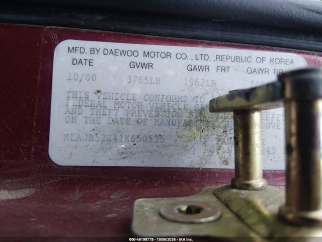 Продажа на аукционе авто 2001 Daewoo Nubira Cdx, vin: KLAJB52Z41K650535, номер лота: 46199779
