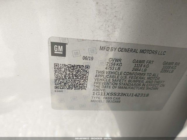 Chevrolet IMPALA LS 2019 1G11X5S33KU142318 Image 9