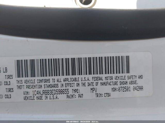 Продажа на аукционе авто 2014 Jeep Patriot Sport, vin: 1C4NJRBB3ED598655, номер лота: 46199843