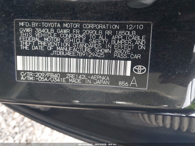 Aukcja sprzedaży 2011 Toyota Corolla Le, vin: JTDBU4EE7B9129425, numer aukcji: 46199867