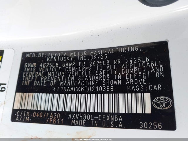 Продажа на аукционе авто 2026 Toyota Camry Le, vin: 4T1DAACK6TU210368, номер лота: 46199889