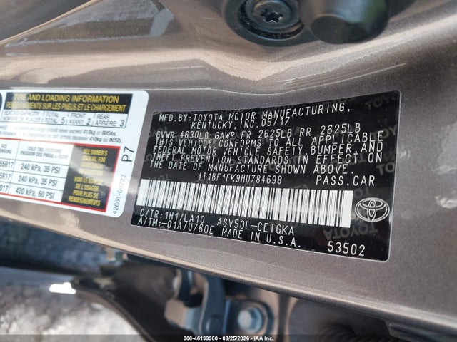 Продаж на аукціоні авто 2017 Toyota Camry Xle, vin: 4T1BF1FK9HU784698, номер лоту: 46199900