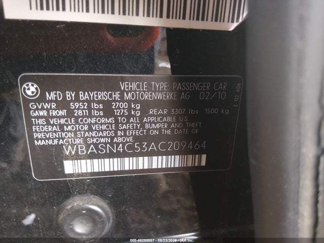 2010 Bmw 550i Gran Turismo მანქანა იყიდება აუქციონზე, vin: WBASN4C53AC209464, აუქციონის ნომერი: 46200057