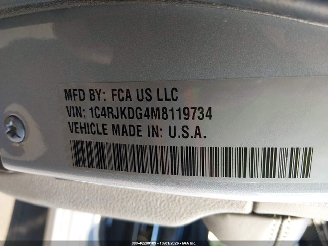 2021 Jeep Grand Cherokee L Overland მანქანა იყიდება აუქციონზე, vin: 1C4RJKDG4M8119734, აუქციონის ნომერი: 46200109