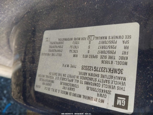 Продаж на аукціоні авто 2007 Chevrolet Avalanche Lt W/3lt, vin: 3GNFK12377G122028, номер лоту: 46200318