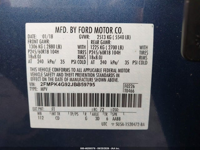 Ford EDGE SE 2018 2FMPK4G92JBB59795 Image 9