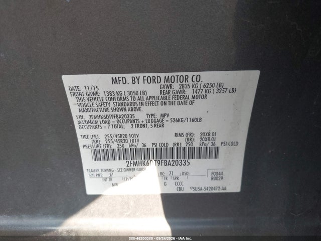 Ford Flex Limited 2015 2FMHK6DT9FBA20335 Image 9