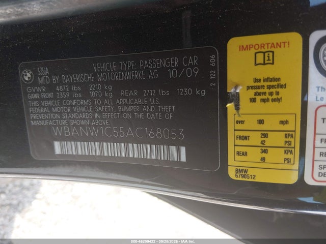 Aukcja sprzedaży 2010 Bmw 535i, vin: WBANW1C55AC168053, numer aukcji: 46200422