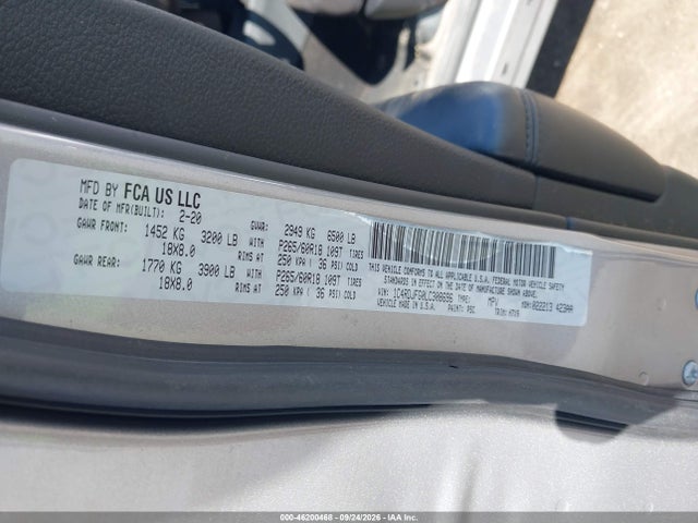 Продаж на аукціоні авто 2020 Dodge Durango Pursuit Awd, vin: 1C4RDJFG0LC308696, номер лоту: 46200468