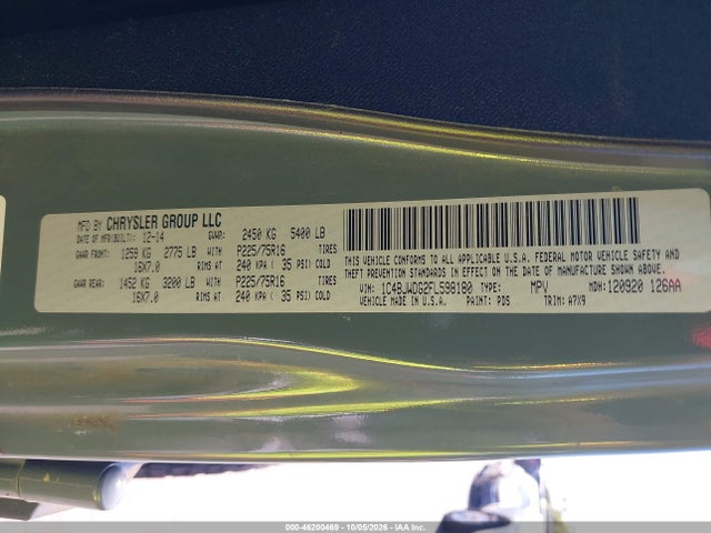 2015 Jeep Wrangler Unlimited Sport მანქანა იყიდება აუქციონზე, vin: 1C4BJWDG2FL598180, აუქციონის ნომერი: 46200469