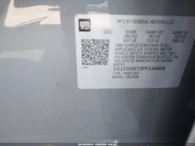 Aukcja sprzedaży 2023 Chevrolet Malibu Fwd Rs, vin: 1G1ZG5ST2PF144608, numer aukcji: 46200510