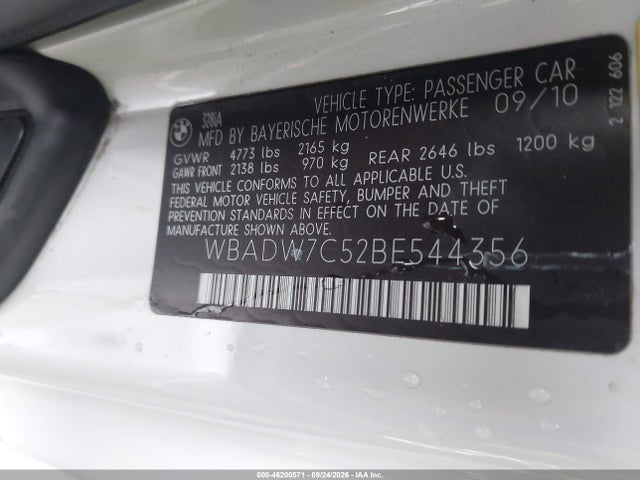 Aukcja sprzedaży 2011 Bmw 3 Series 328i, vin: WBADW7C52BE544356, numer aukcji: 46200571