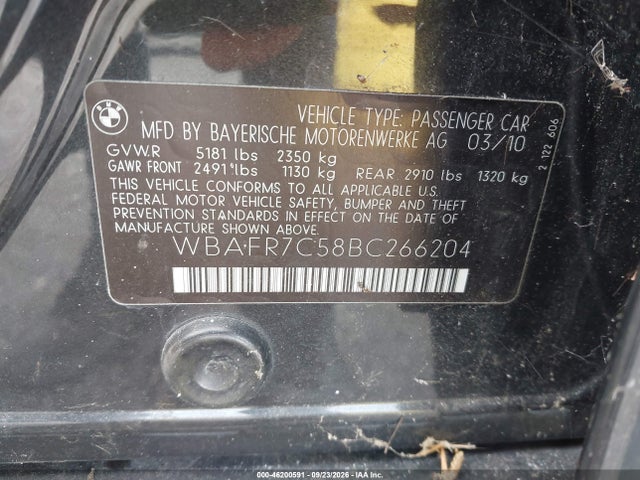 Продаж на аукціоні авто 2011 Bmw 535i, vin: WBAFR7C58BC266204, номер лоту: 46200591