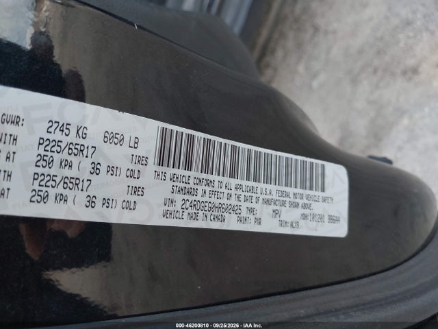 Aukcja sprzedaży 2017 Dodge Grand Caravan Gt, vin: 2C4RDGEG0HR602425, numer aukcji: 46200810