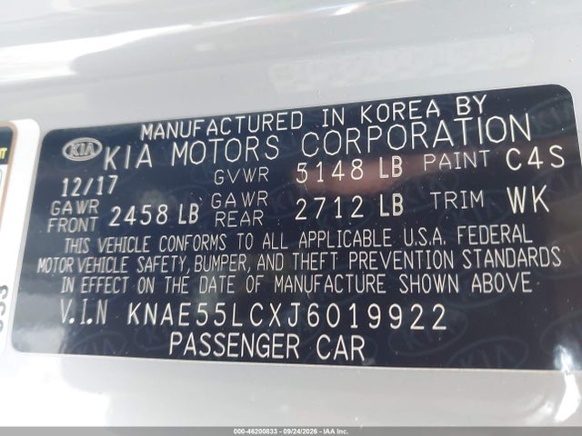 Aukcja sprzedaży 2018 Kia Stinger Gt2, vin: KNAE55LCXJ6019922, numer aukcji: 46200833
