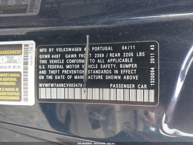 Aukcja sprzedaży 2012 Volkswagen Eos Executive, vin: WVWFW7AH6CV003479, numer aukcji: 46200854
