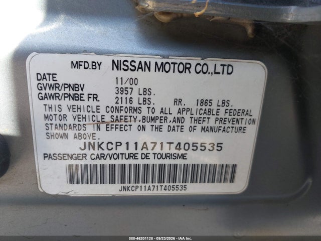 Продаж на аукціоні авто 2001 Infiniti G20 Luxury, vin: JNKCP11A71T405535, номер лоту: 46201128