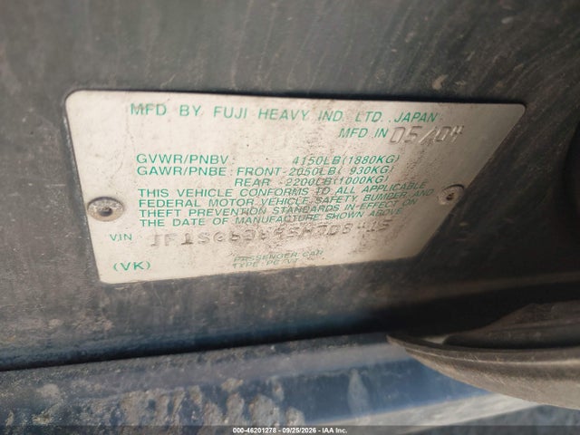 2005 Subaru Forester 2.5x მანქანა იყიდება აუქციონზე, vin: JF1SG63695H708415, აუქციონის ნომერი: 46201278