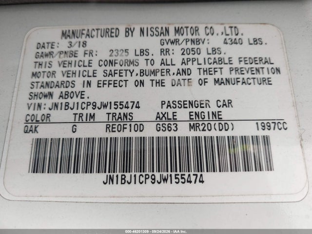 Продажа на аукционе авто 2018 Nissan Rogue Sport S, vin: JN1BJ1CP9JW155474, номер лота: 46201309