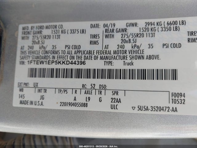 Ford F-150 Xl 2019 1FTEW1EP5KKD44396 Image 9