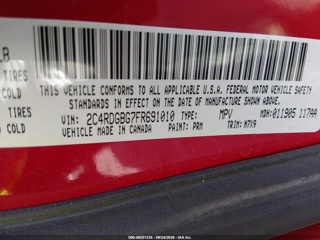 Продажа на аукционе авто 2015 Dodge Grand Caravan Se Plus, vin: 2C4RDGBG7FR691010, номер лота: 46201335