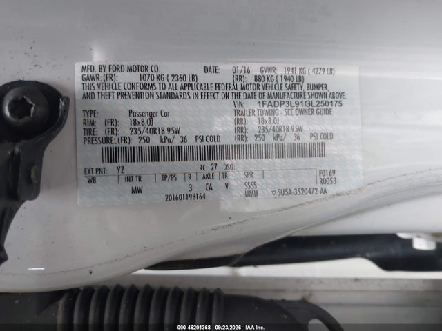 Продаж на аукціоні авто 2016 Ford Focus St, vin: 1FADP3L91GL250175, номер лоту: 46201368