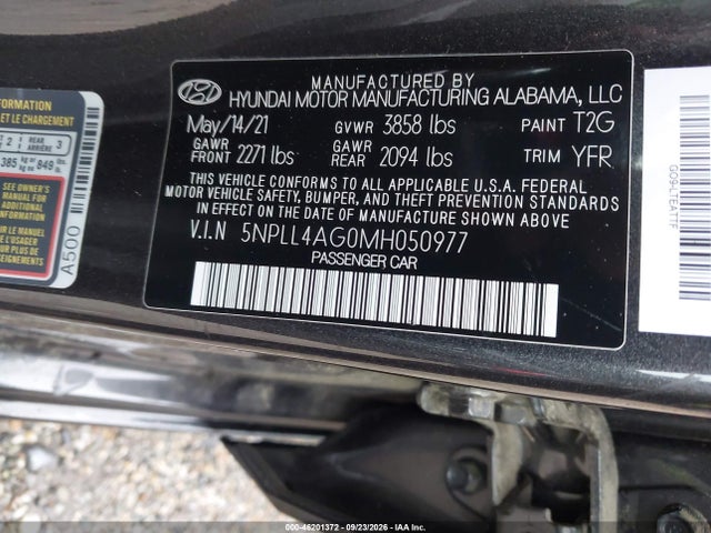 46201372 :رقم المزاد ، 5NPLL4AG0MH050977 vin ، 2021 Hyundai Elantra Se مزاد بيع