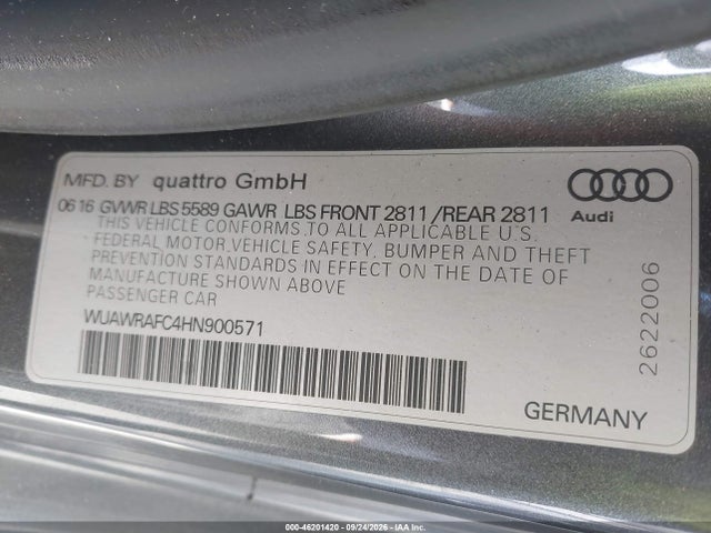 Продажа на аукционе авто 2017 Audi Rs 7 4.0t Performance Prestige, vin: WUAWRAFC4HN900571, номер лота: 46201420