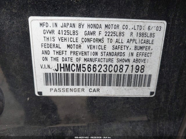 Продажа на аукционе авто 2003 Honda Accord 2.4 Ex, vin: JHMCM56623C087198, номер лота: 46201452