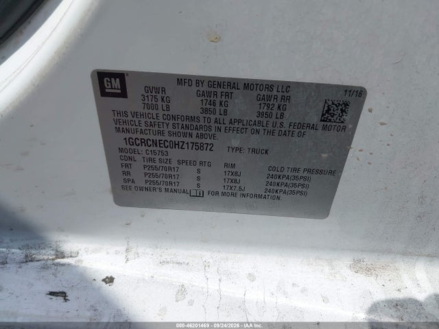 Chevrolet Silverado 1500 Wt 2017 1GCRCNEC0HZ175872 Image 9