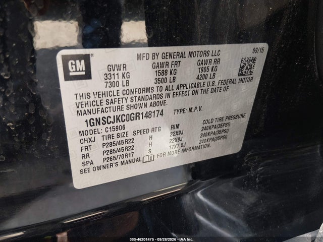 2016 Chevrolet Suburban Ltz მანქანა იყიდება აუქციონზე, vin: 1GNSCJKC0GR148174, აუქციონის ნომერი: 46201475