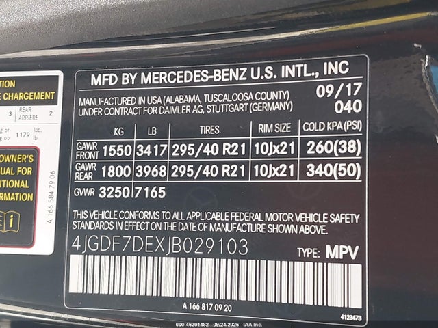46201482 :رقم المزاد ، 4JGDF7DEXJB029103 vin ، 2018 Mercedes-benz Gls 550 4matic مزاد بيع
