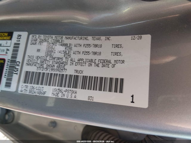 Aukcja sprzedaży 2021 Toyota Tundra Sr5, vin: 5TFDY5F19MX992577, numer aukcji: 46201558
