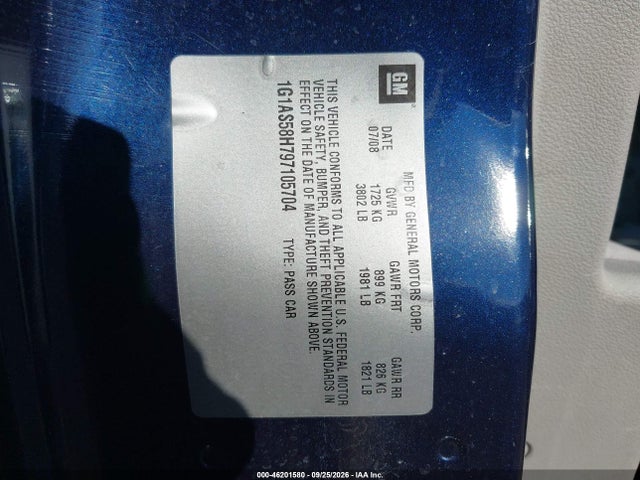 Aukcja sprzedaży 2009 Chevrolet Cobalt Ls, vin: 1G1AS58H797105704, numer aukcji: 46201580