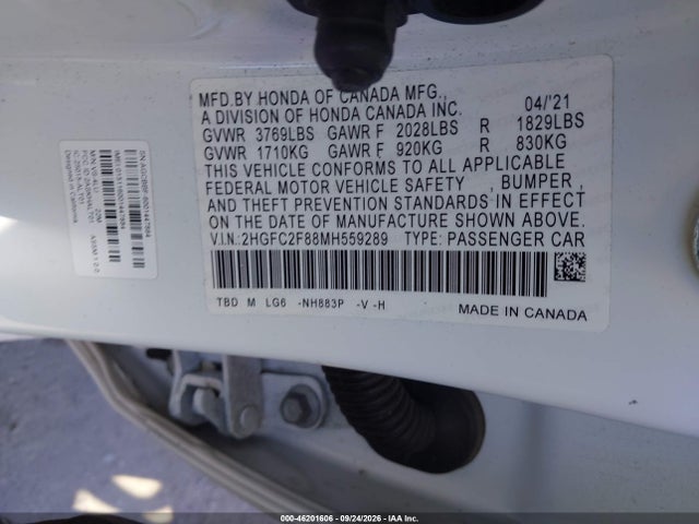 2HGFC2F88MH559289 Honda Civic Sport