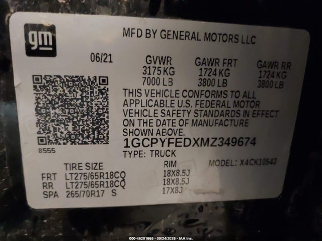 Продажа на аукционе авто 2021 Chevrolet Silverado 1500 Lt Trail Boss, vin: 1GCPYFEDXMZ349674, номер лота: 46201665