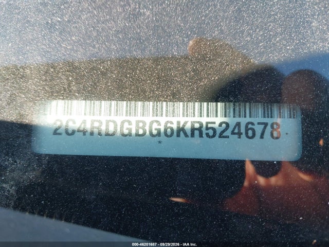Auction sale of the 2019 Dodge Grand Caravan Se, vin: 2C4RDGBG6KR524678, lot number: 46201687