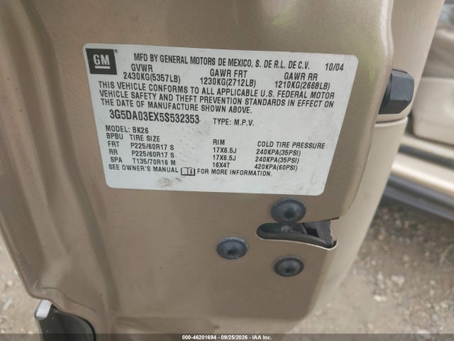 Продажа на аукционе авто 2005 Buick Rendezvous Cx, vin: 3G5DA03EX5S532353, номер лота: 46201694