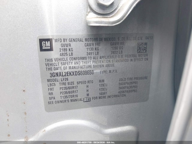 Продажа на аукционе авто 2013 Chevrolet Captiva Sport 2ls, vin: 3GNAL2EKXDS608650, номер лота: 46201709