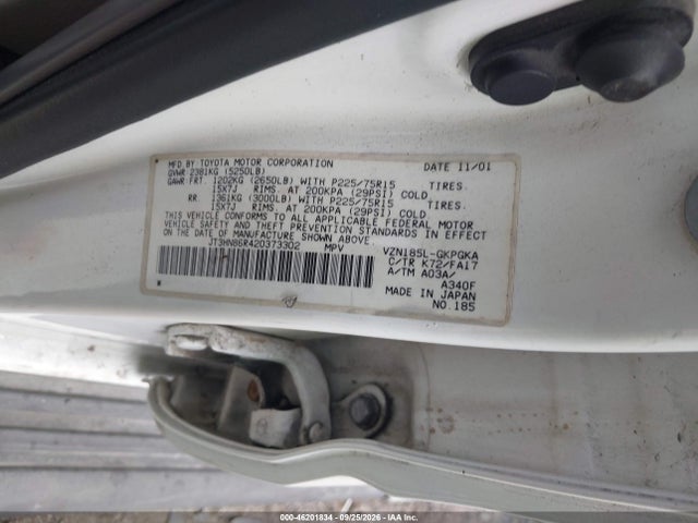 46201834 :رقم المزاد ، JT3HN86R420373302 vin ، 2002 Toyota 4runner Sr5 V6 مزاد بيع