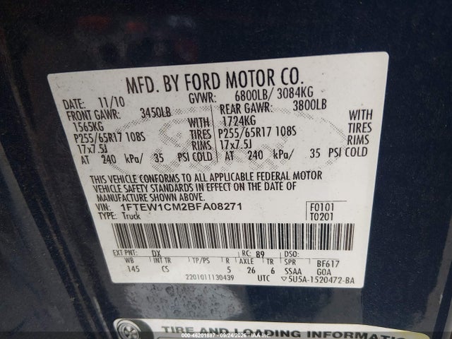 Aukcja sprzedaży 2011 Ford F-150 Xl, vin: 1FTEW1CM2BFA08271, numer aukcji: 46201887