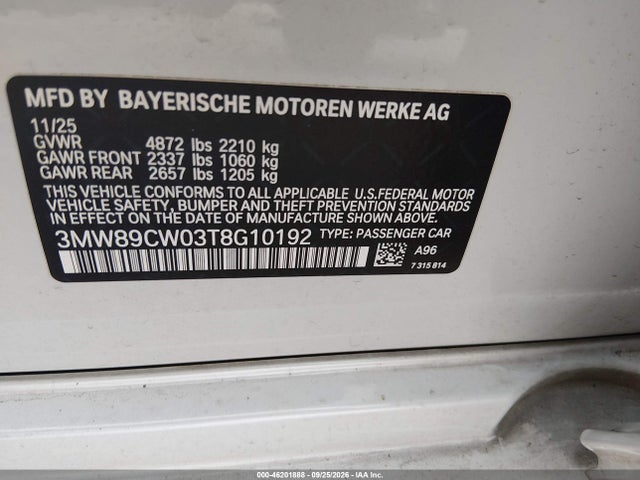 Продажа на аукционе авто 2026 Bmw 330i Xdrive Na, vin: 3MW89CW03T8G10192, номер лота: 46201888